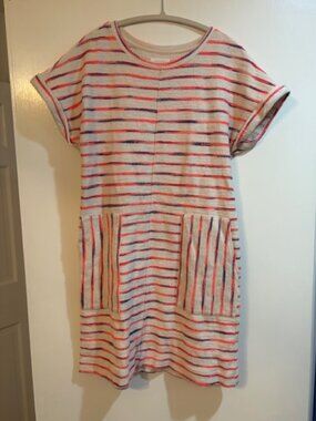 Lou & Grey Cream Knit Mini Dress with Pink and Blue Stripes